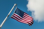 United States' flag fluttering in the wind