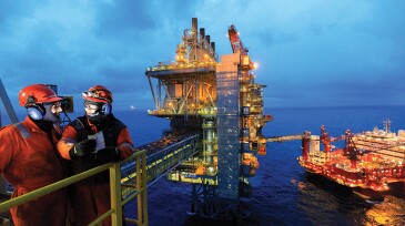 Two men on offshore platform