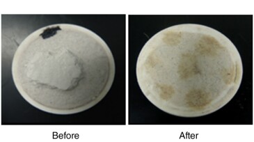 Iodine test confirming the absence of starch following the enzyme treatment.