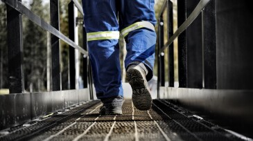 Oil Rig Worker on Walkway