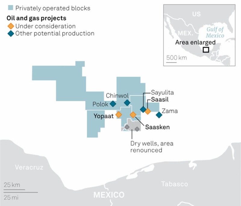 The area is one of the busiest in exploration activity in Mexico with Repsol already having made two discoveries: Polok and Chinwol.