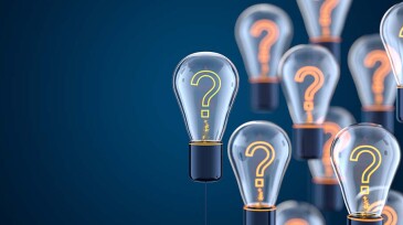 Innovation and new ideas lightbulb concept with Question Mark