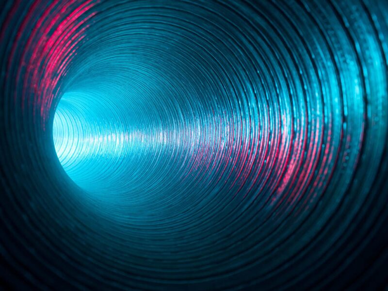 colored light through a section of pipe