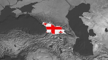 World Map with Georgia Flag Overlay