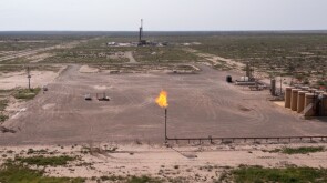 Oil Drilling Rigs in New Mexico Shot from Drone