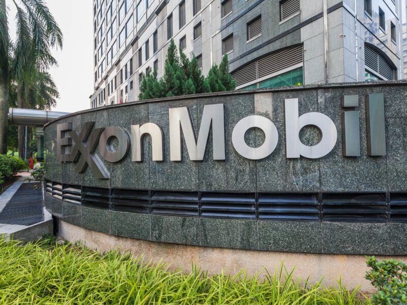 ExxonMobil logo outside one of their buildings