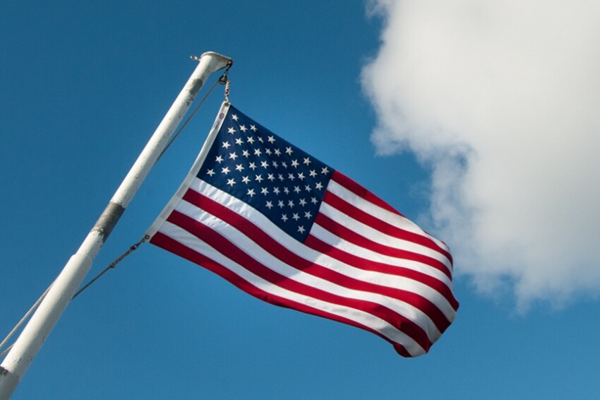 United States' flag fluttering in the wind