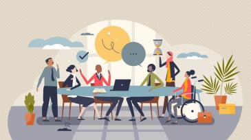 Diversity and inclusion in workplace as team acceptance tiny person concept