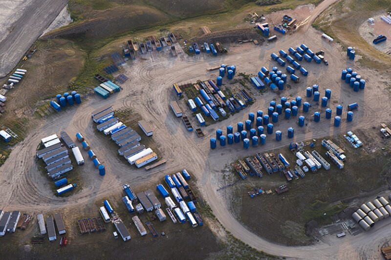 Bakken oilfield storage yard