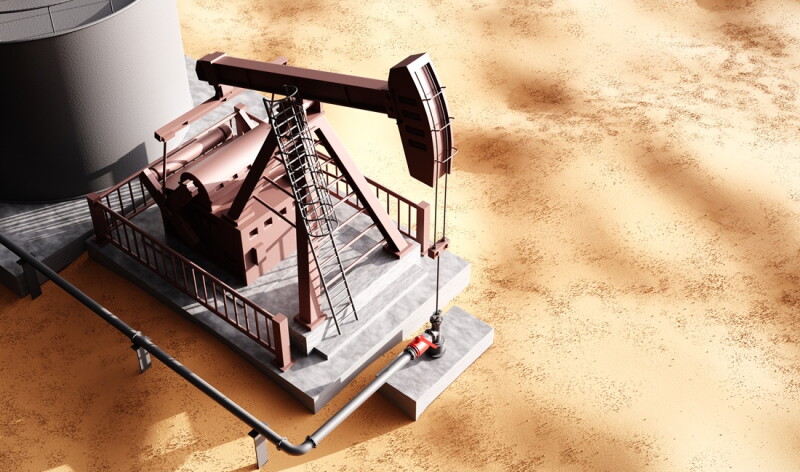 Oil rig with storage tank. Top view