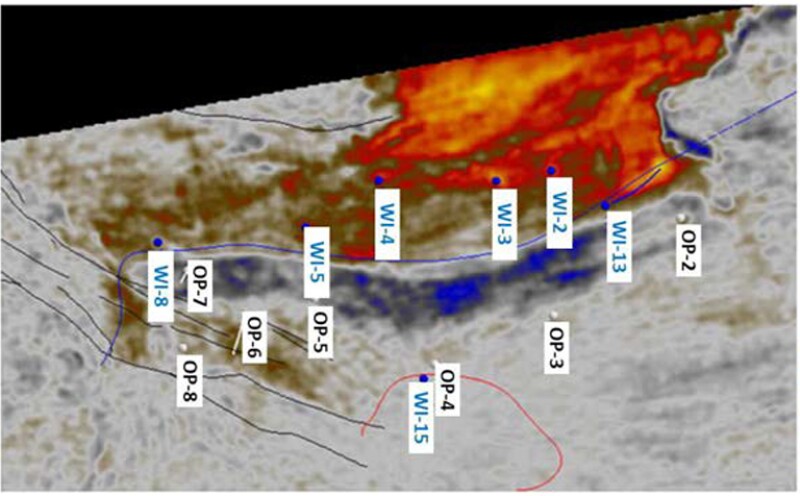 dRMS attribute for XXIV-2 reservoir from 4D seismic survey 1997–2018.