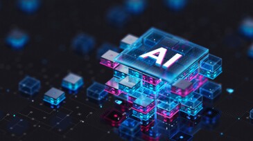 Artificial Intelligence Processor Concept. AI Big Data Array