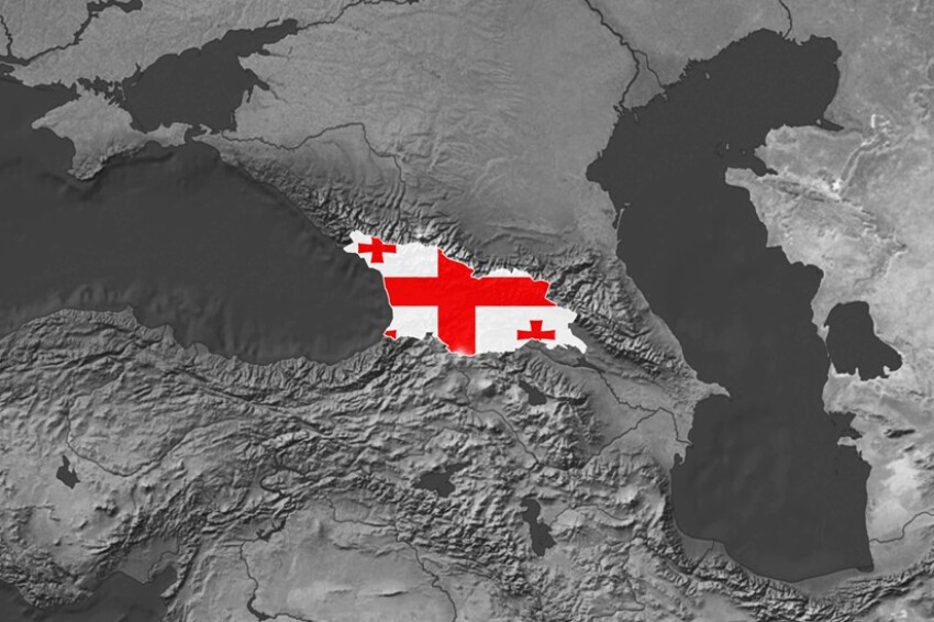 World Map with Georgia Flag Overlay