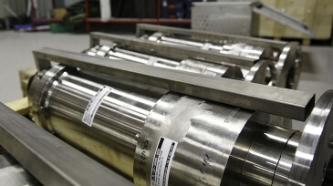 Fig. 1—Reducing the size of cyclone liner inserts for the FourPhase DualFlow desander increases separation efficiency at lower flow rates. The 50-mm insert was designed for the case described. 150 mm is the standard for the cyclone, but we have also used 100-mm inserts with excellent results.