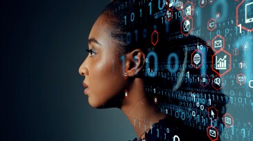 Human and technology concept. Human resources. Communication network.