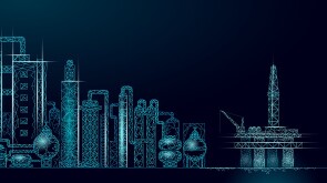 Petroleum oil refinery complex panorama business concept. Finance economy polygonal petrochemical production plant. Petroleum fuel industry will pipeline. Ecology solution blue vector illustration