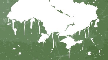 Ukraine map graffiti green splats on green wall