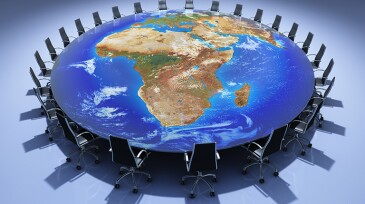 Map of Africa in a roundtable with chairs