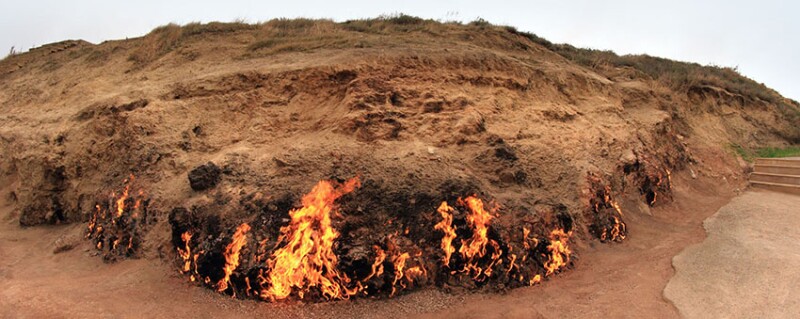 Yanar Dag which is Azerbaijani for “Burning Mountain.” Source: Dreamstime.