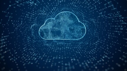 Digital Cloud Computing of Cyber Security, Digital Data Network Protection, 5g Connection Internet of Things IoT, Future Technology Network Background with Line and Dots Connect. 3d rendering