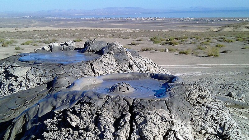 Bubbling mud volcanos near Gobustan where petroglyphs confirm human inhabitation as far back as 8,000 years. Source: Dreamstime.