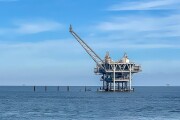 Offshore Drilling Platform in the Gulf of Mexico with Copy Space