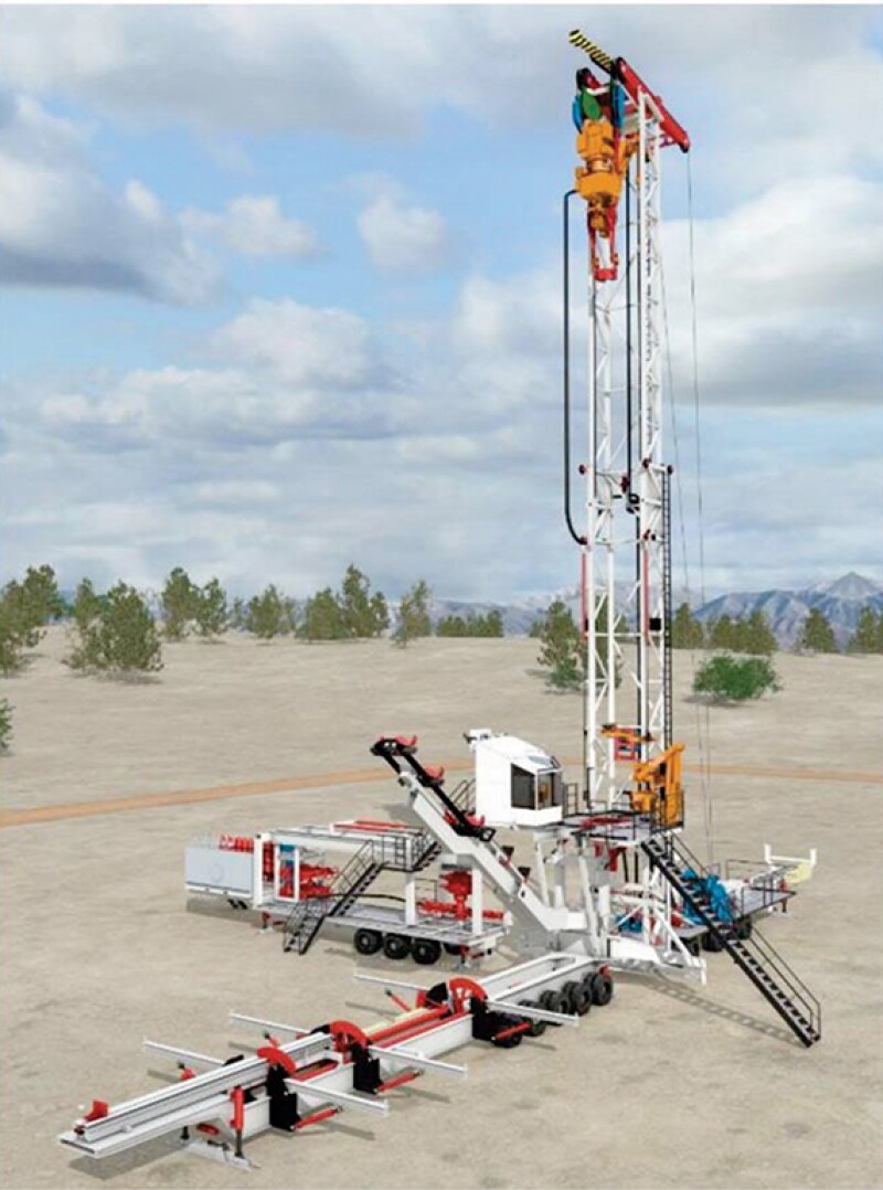 This automated rig, developed by Huisman, was also designed for rapid moves from well to well. 