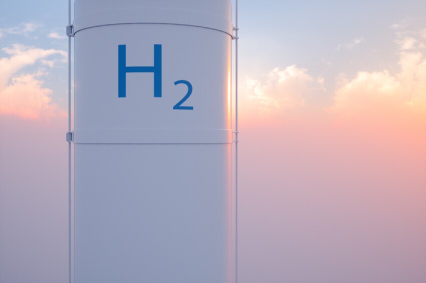 Hydrogen Storage Tank In Renewable Energy With Sky View Background