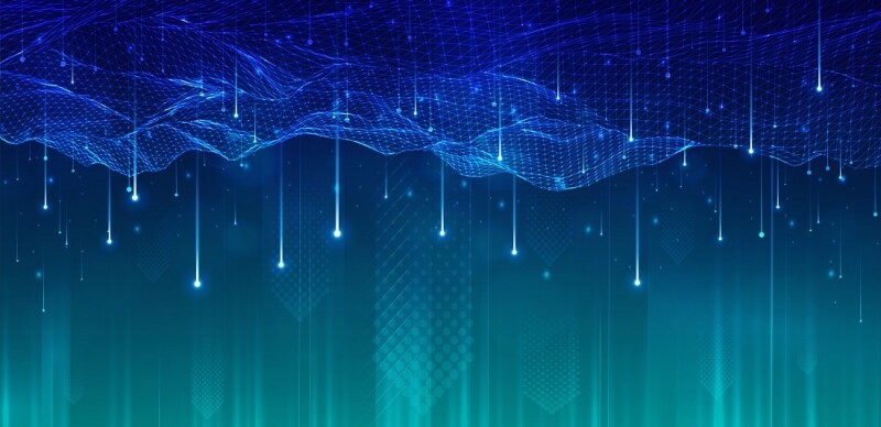 Digital technology speed connect blue green background, cyber nano information, abstract communication, innovation future tech data, internet network connection, Ai big data, line dot illustration 3d
