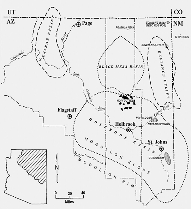 A map of the Holbrook area where Desert Mountain Energy is drilling for helium reserves. Source: Desert Mountain Energy.