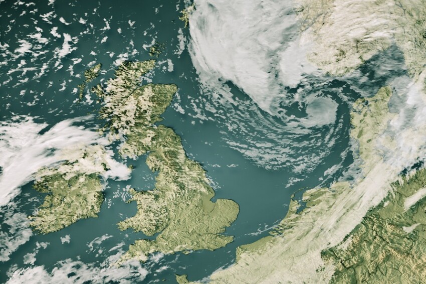 Storm Lilian 2024 Cloud Map United Kingdom 3D Render Color