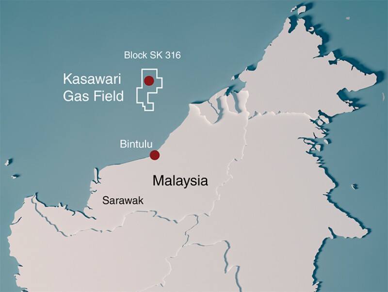 Kasawari sour gas field north of Bintulu, Malaysia