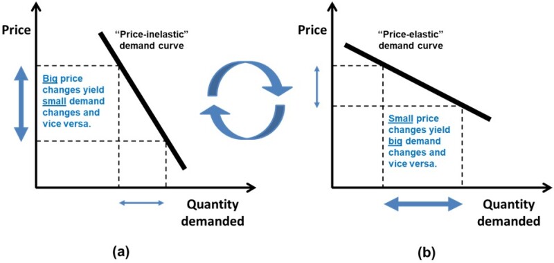 Schematics of changes in price-elasticity of natural gas demand as natural gas penetrates the global energy markets (not-to-scale and simplified for clarity).
