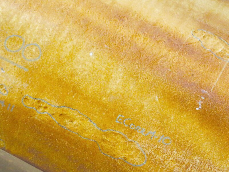 markings showing corroded areas