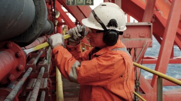 man working on oil rig
