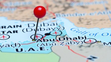 Abu Dhabi pinned on a map of Asia