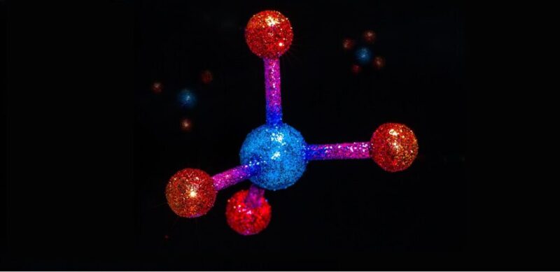 Graphic representation of a methane molecule