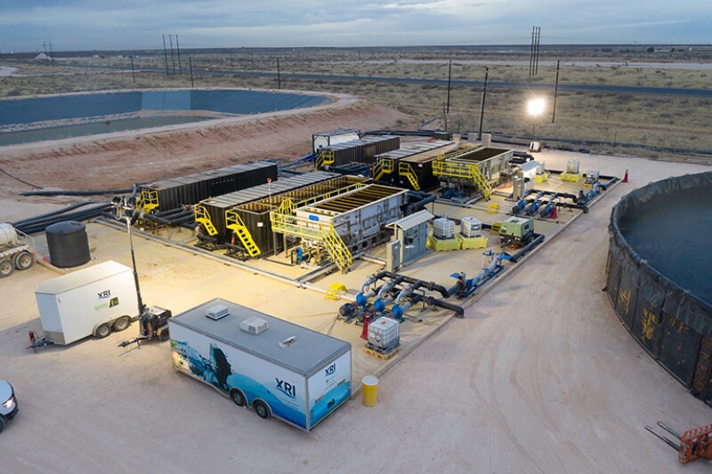 An aerial view of an XRI water recycling facility in the Permian Basin.