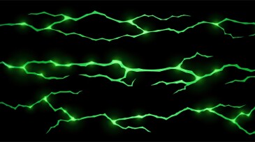 Magic glow in ground cracks, green glowing texture