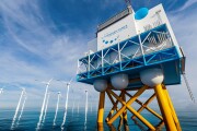 Hydrogen renewable offshore energy production - hydrogen h2 gas for clean electricity solar and windturbine facility