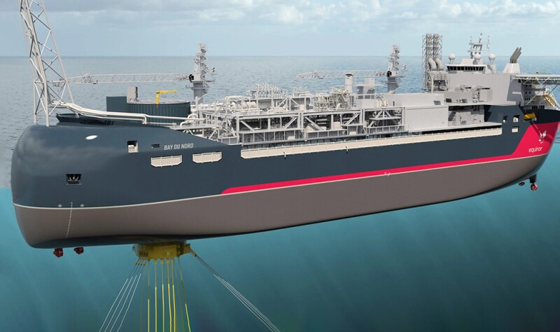 Concept render for the Bay du Nord FPSO, which will host production from multiple fields in the area via subsea tiebacks. Source: Equinor.
