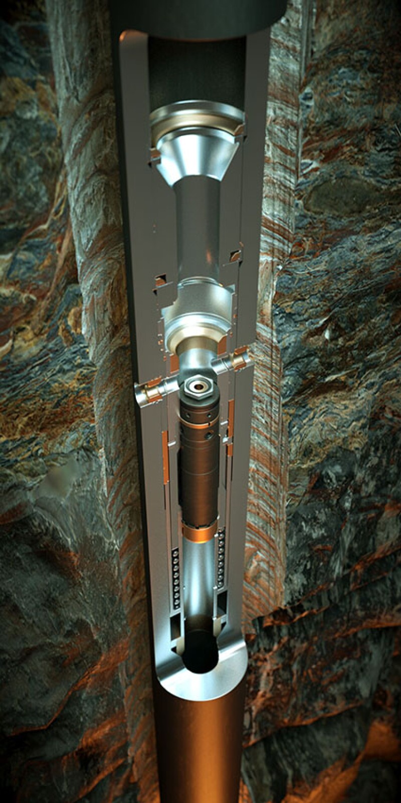 Fig. 1—A 7-in. DAV MX circulation sub allowed fluids to be spotted above and below the problem area to aid with freeing the obstruction.