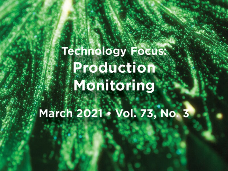 Production Monitoring Intro text with green abstract background