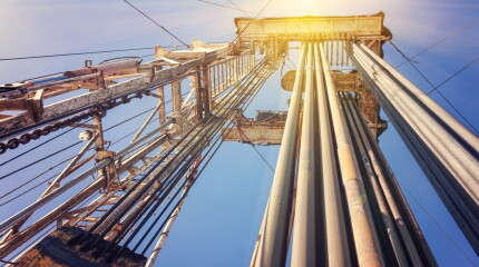 Onshore land rig in oil and gas industry.