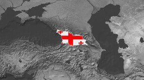 World Map with Georgia Flag Overlay