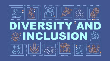 Diversity and inclusion word concepts dark blue banner