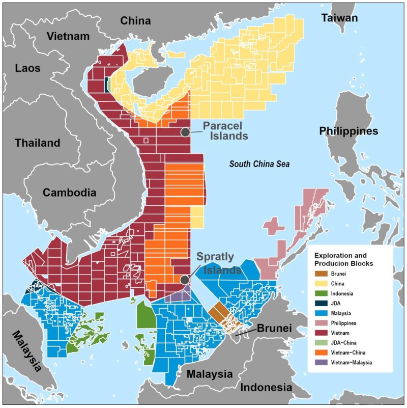 Exploration and development blocks in the South China Sea. Source: World Bank, CSIS Asia Maritime Transparency Initiative and the US Energy Information Administration.