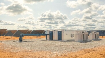 A rendering of a potential co-located solar array and subsurface energy storage site.