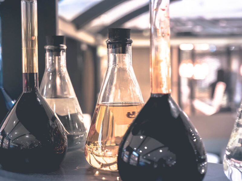 Beakers in a laboratory