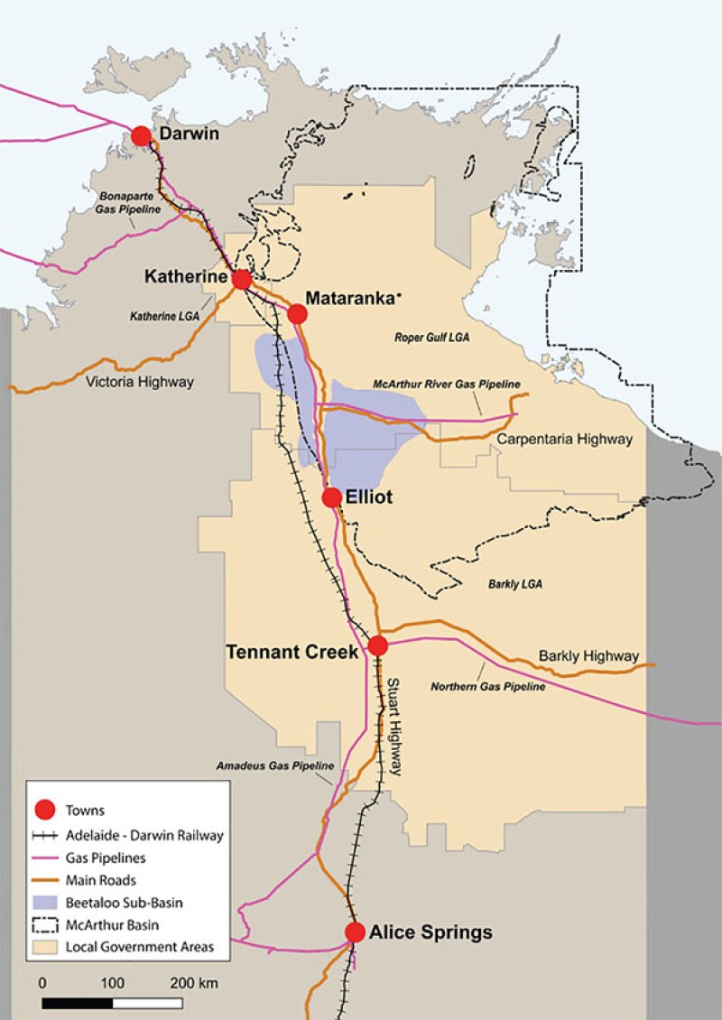 The Beetaloo Basin is located 500 km southeast of Darwin. Source: Department of Industry, Science, Energy, and Resources